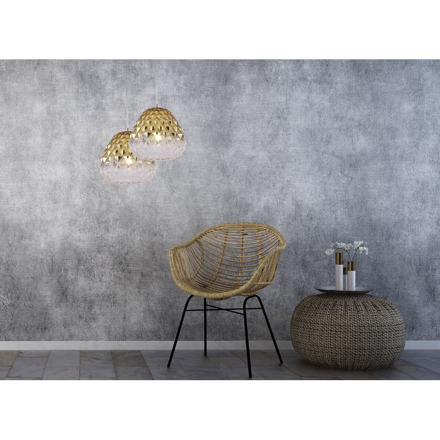 Ljuskrona med upphängningsrem DIAMOND 1xE27/11W/230V gyllene