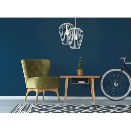 Ljuskrona med upphängningsrem BLANCHE 1xE27/11W/230V vit