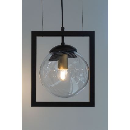 Ljuskrona med upphängningsrem REY 1xE27/7W/230V svart