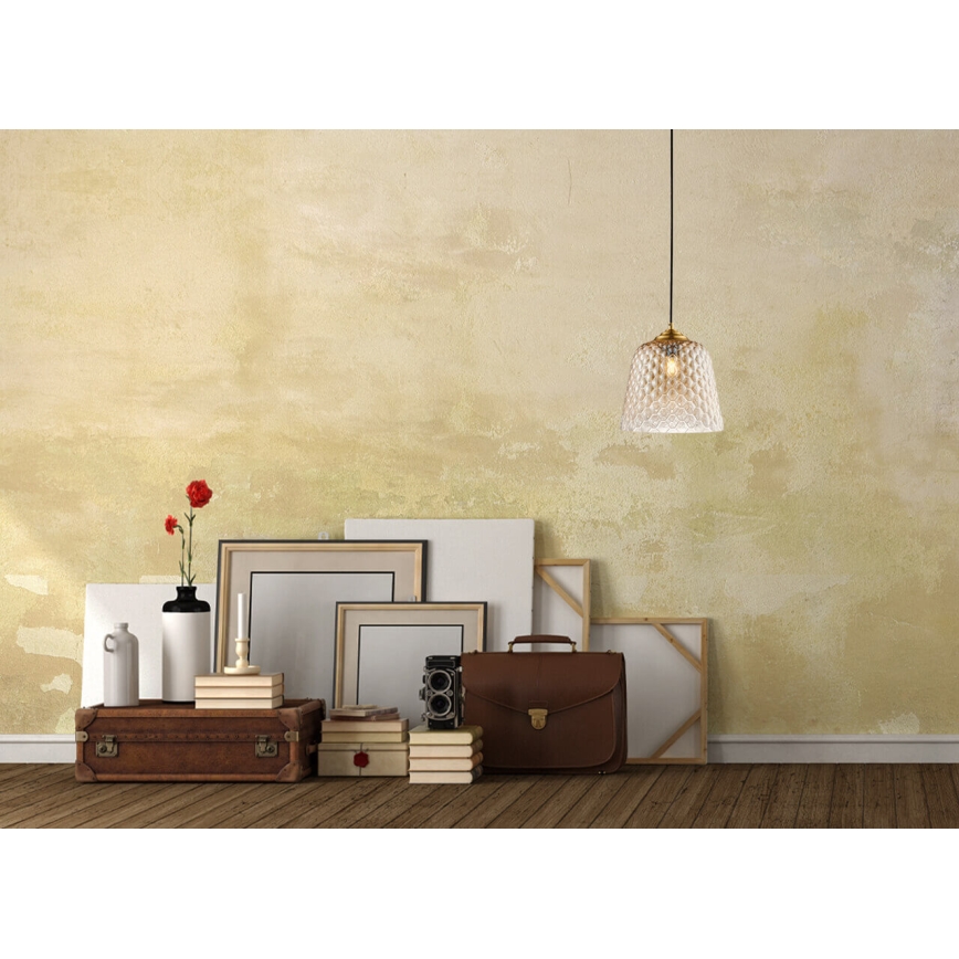 Ljuskrona med upphängningsrem FLUID 1xE27/11W/230V beige/gyllene