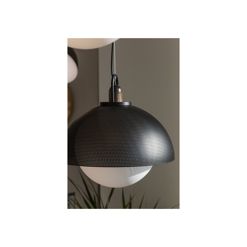 Ljuskrona med upphängningsrem GRAVEN 1xE27/11W/230V svart