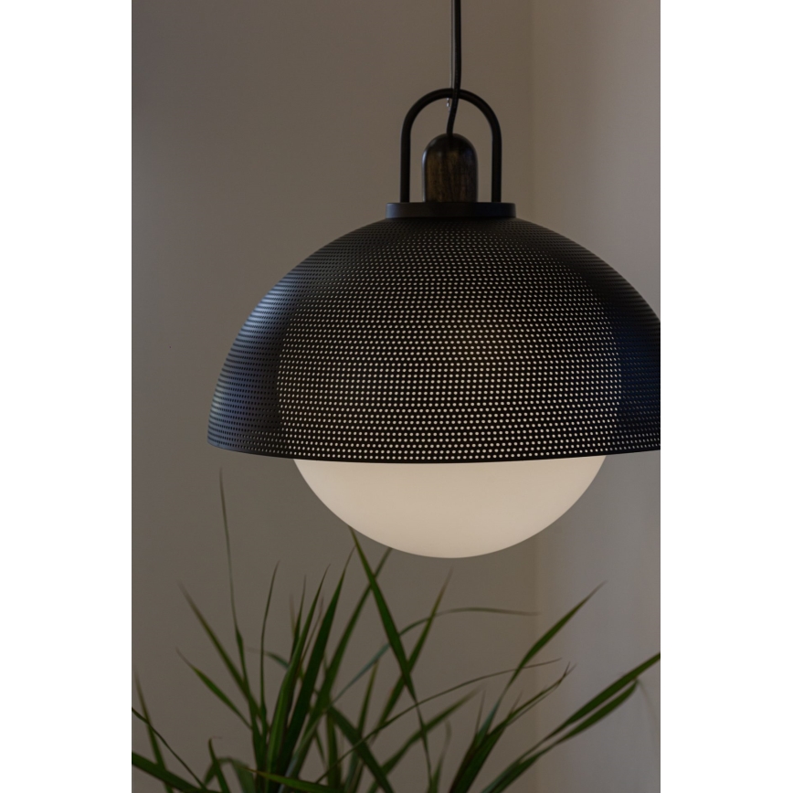 Ljuskrona med upphängningsrem GRAVEN 1xE27/11W/230V svart