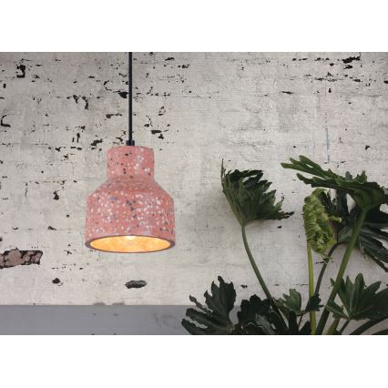 Ljuskrona med upphängningsrem RESIN 1xE27/11W/230V rosa/svart