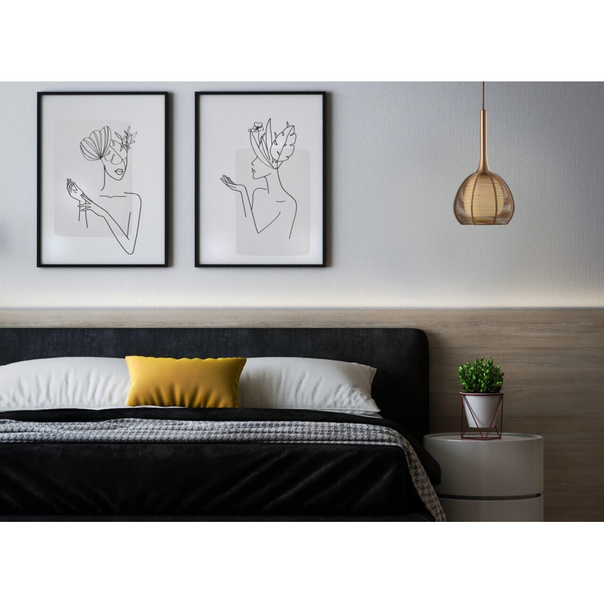 Ljuskrona med upphängningsrem NEST 1xE14/6W/230V koppar