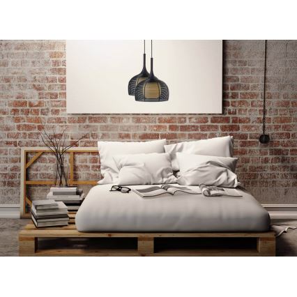 Ljuskrona med upphängningsrem CENTER 1xE27/9W/230V svart