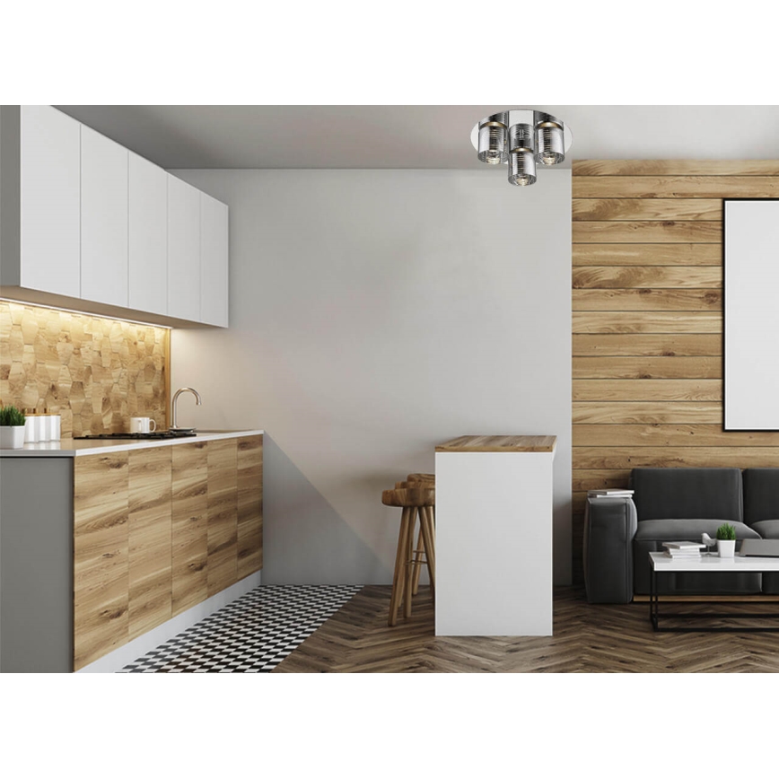 LED EVOLUTION 3xLED/5W/230V skinande krom