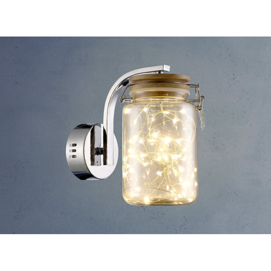 LED SHOCK LED/5W/230V skinande krom/trä
