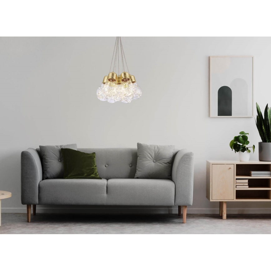 LED ljuskrona med upphängningsrem BULBS LED/30W/230V gyllene