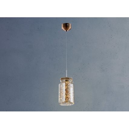 LED med upphängningsrem JAR LED/5W/230V koppar/trä