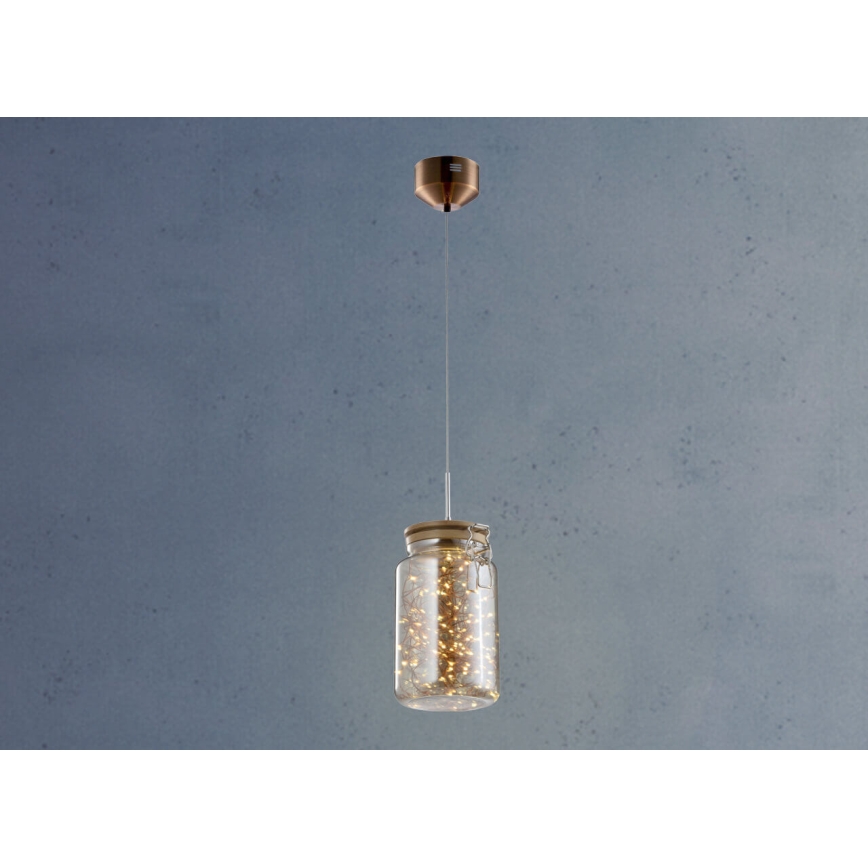 LED med upphängningsrem JAR LED/5W/230V koppar/trä
