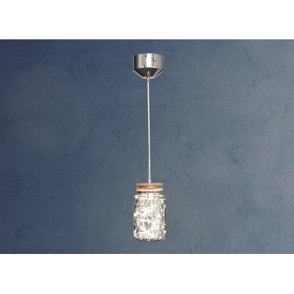LED med upphängningsrem SHOCK LED/5W/230V skinande krom/trä