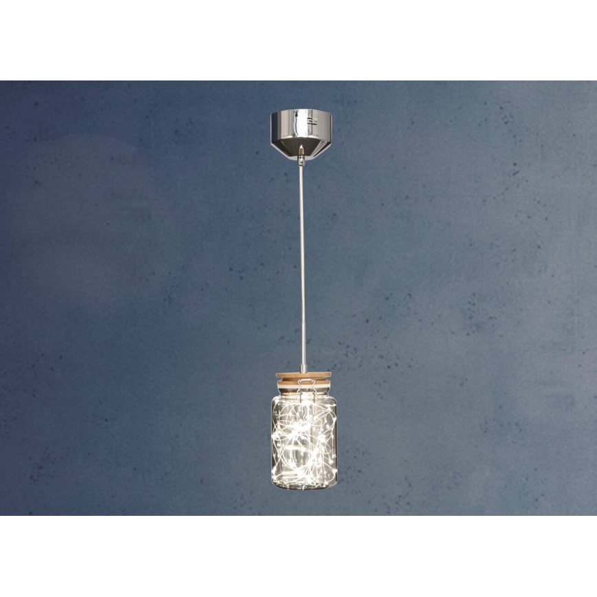 LED med upphängningsrem SHOCK LED/5W/230V skinande krom/trä