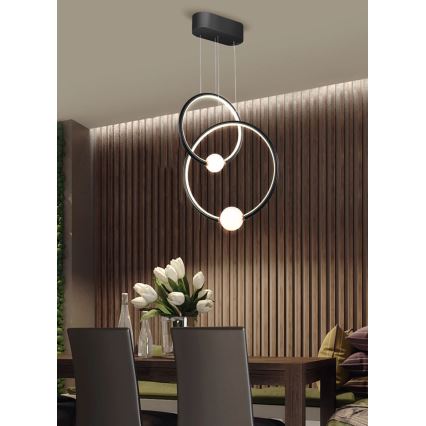 LED ljusreglerad ljuskrona på snöre LIV LED/50W/230V svart + fjärrkontroll