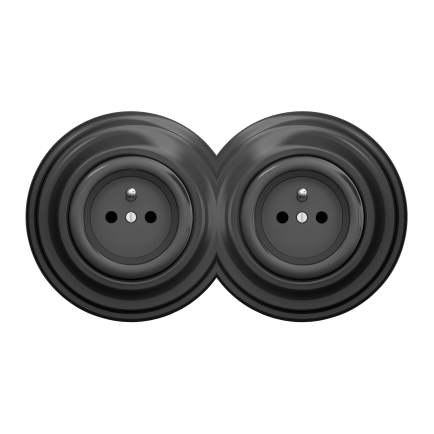 Kliklap - Dubbel retrouttag med ram 230 V antracit