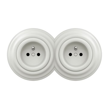 Kliklap - Dubbel retrouttag med ram 230V vitt