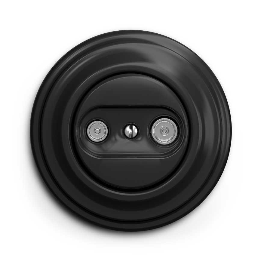 Kliklap - Retro antennuttag för TV och radio (genomgående) med svart ram