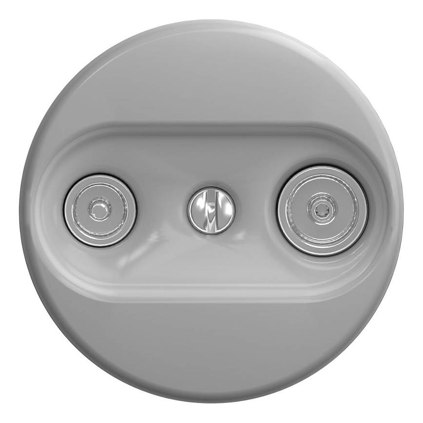 Kliklap - Retro deltagaruttag TV+R (genomgående) utan ram grå