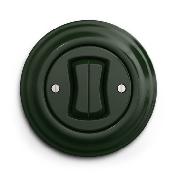 Kliklap - Retro dubbel trappströmbrytare med ram nr. 6+6 grön