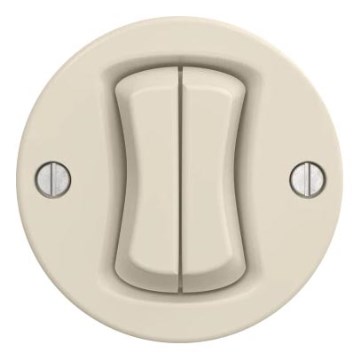 Kliklap - Retro dubbel tryckknappsbrytare utan ram, beige