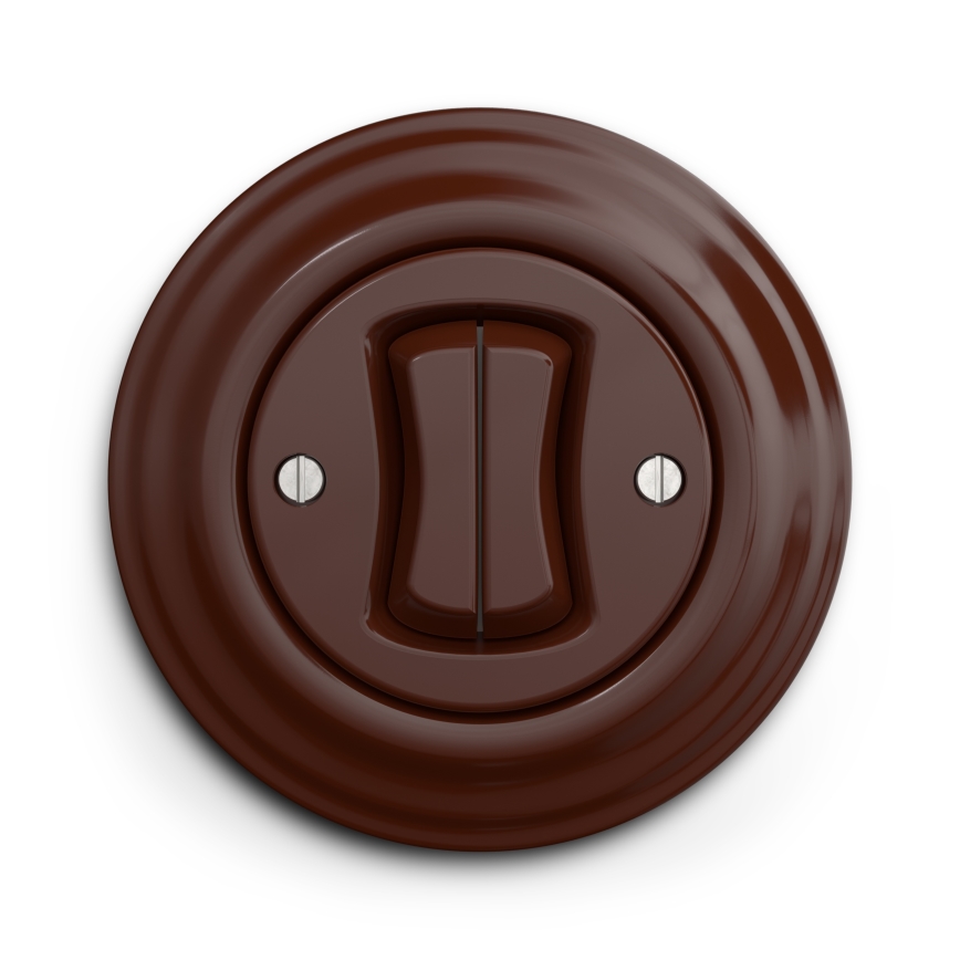 Kliklap - Retro dubbelknapp med ram, brun