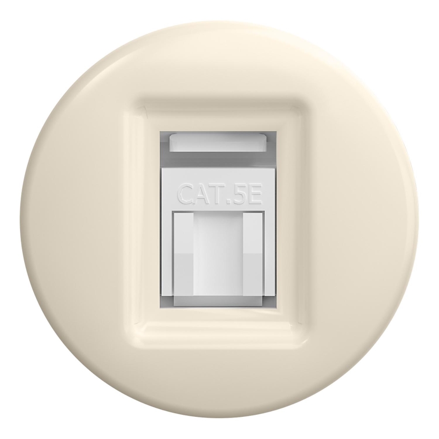 Kliklap - Retro nätverksuttag utan ram, beige