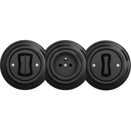 Kliklap - Retro ramlös dubbelbrytare, svart