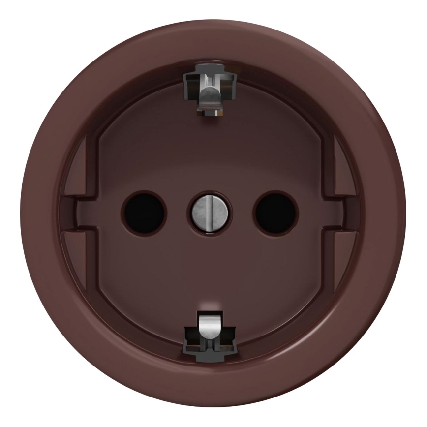 Kliklap - Retro ramlöst vägguttag för hemmet SCHUKO 230V/16A brun