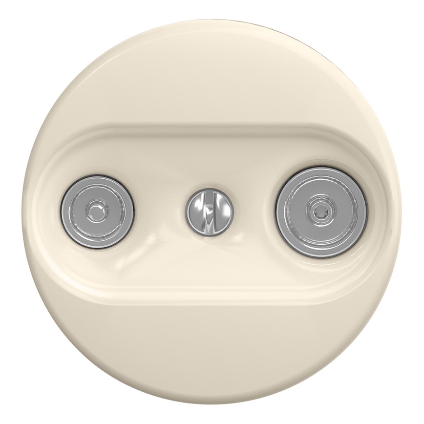 Kliklap - Retro TV- och radiouttag (genomgående) utan ram, beige