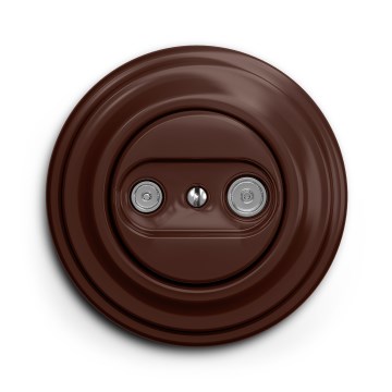Kliklap - Retro TV-/radiouttag (genomgående) med brun ram