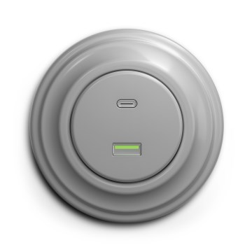 Kliklap - Retro USB-uttag A+C med grå ram