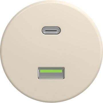 Kliklap - Retro USB-uttag A+C, ramlös, beige