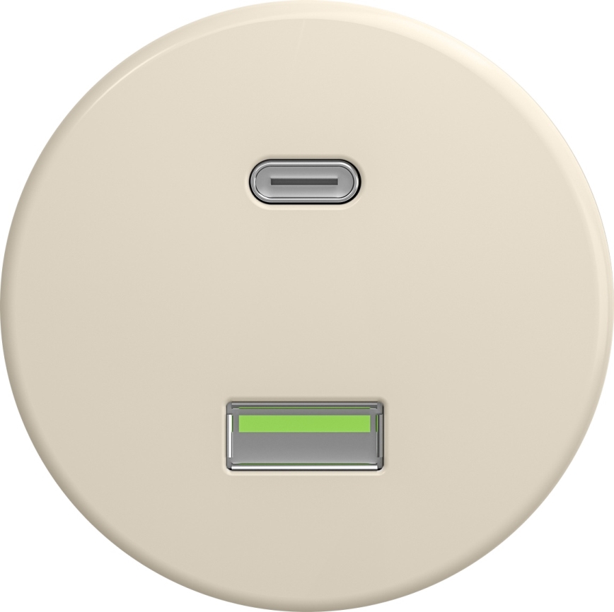 Kliklap - Retro USB-uttag A+C, ramlös, beige