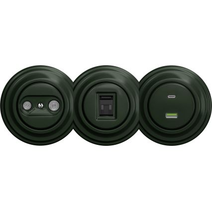 Kliklap - Retro USB-uttag A+C utan ram grön
