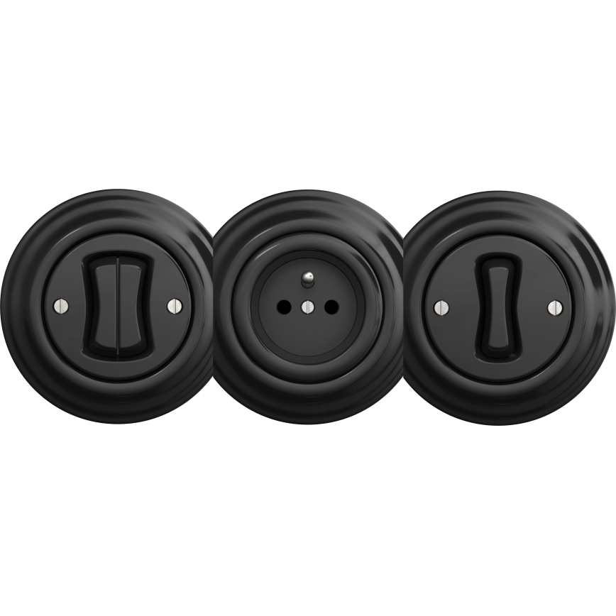 Kliklap - Retro vägguttag för bostadsbruk utan ram 230V svart