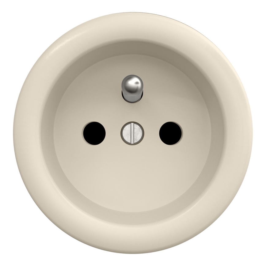 Kliklap - Retro vägguttag för hemmet utan ram, 230 V, beige