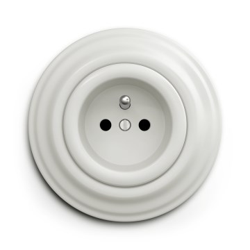 Kliklap - Retro vägguttag med ram, 230 V, vitt