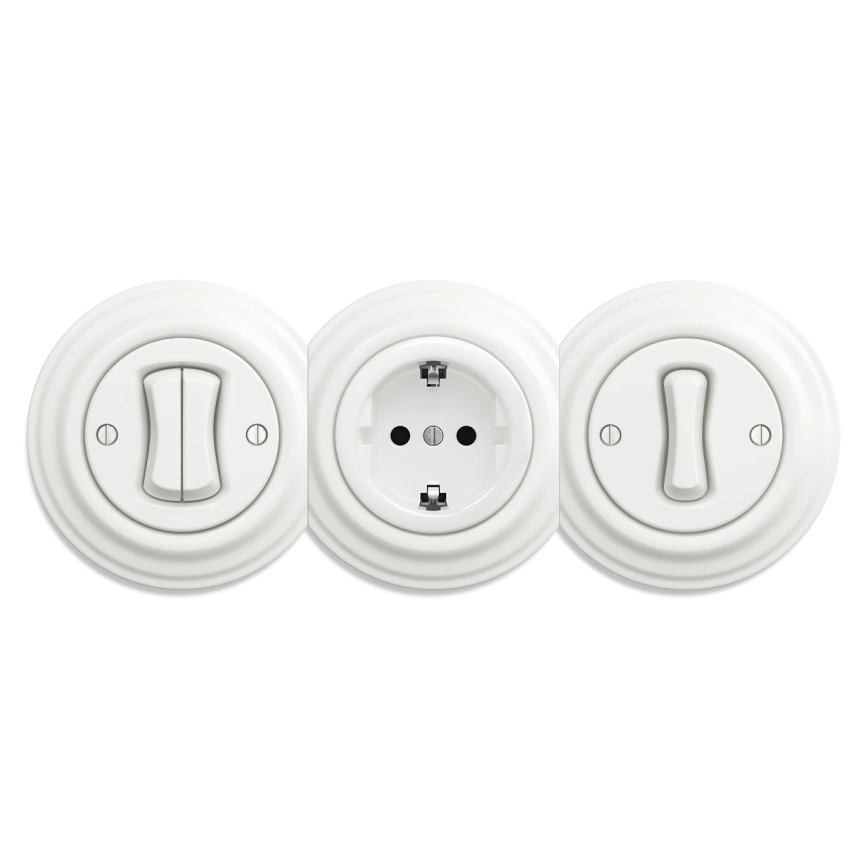Kliklap - Retro vägguttag utan ram SCHUKO 230V/16A vit