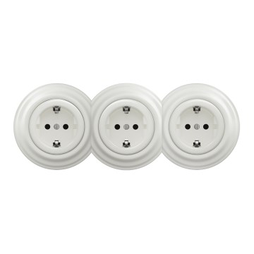 Kliklap - Trippel retrouttag för hemmet med ram SCHUKO 230 V vit