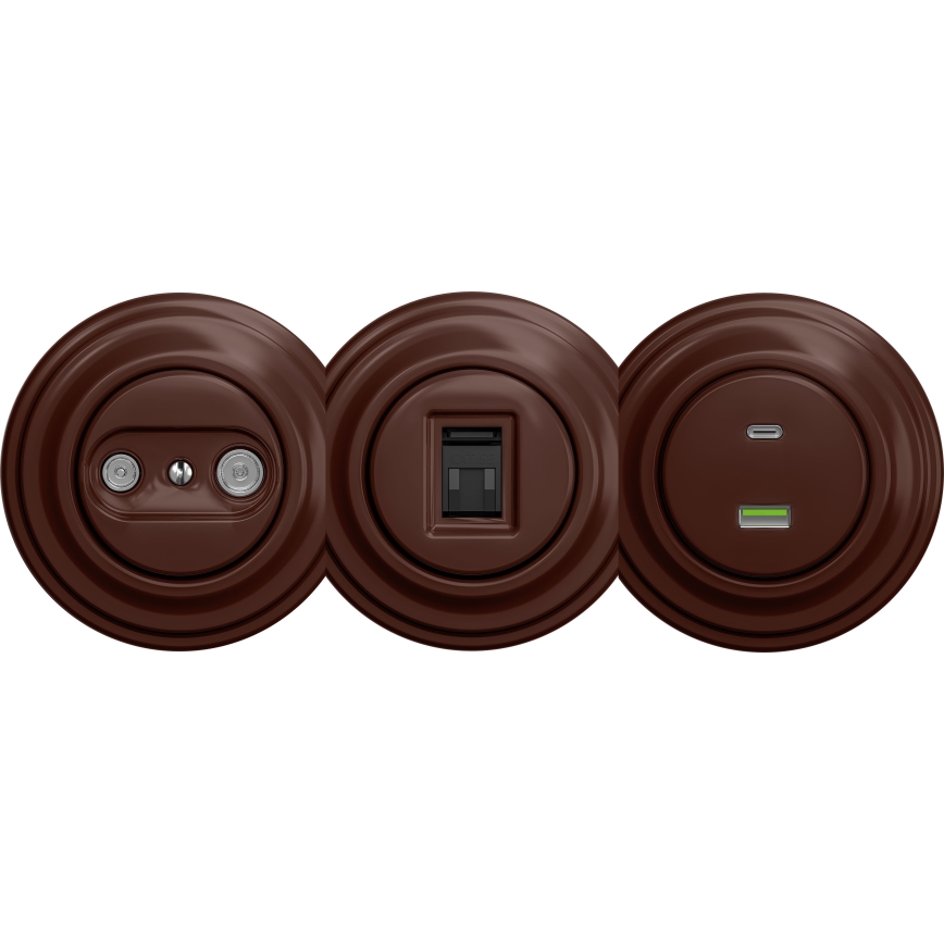 Kliklap - Vintage-abonnentuttag TV+R (continuous) utan ram brun