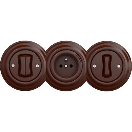 Kliklap - Vintage dubbel tryckknapp utan ram brun