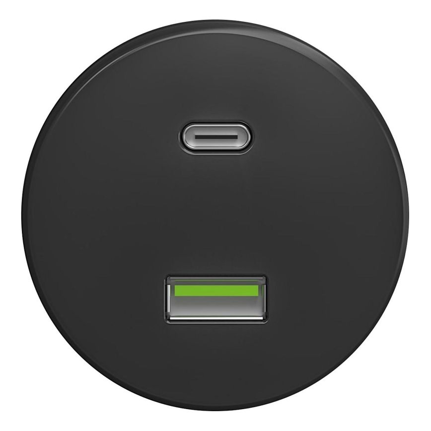 Kliklap - Vintage USB-uttag A+C antracit