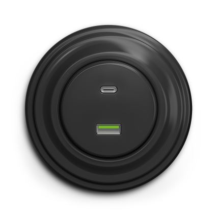 Kliklap - Vintage USB-uttag A+C antracit
