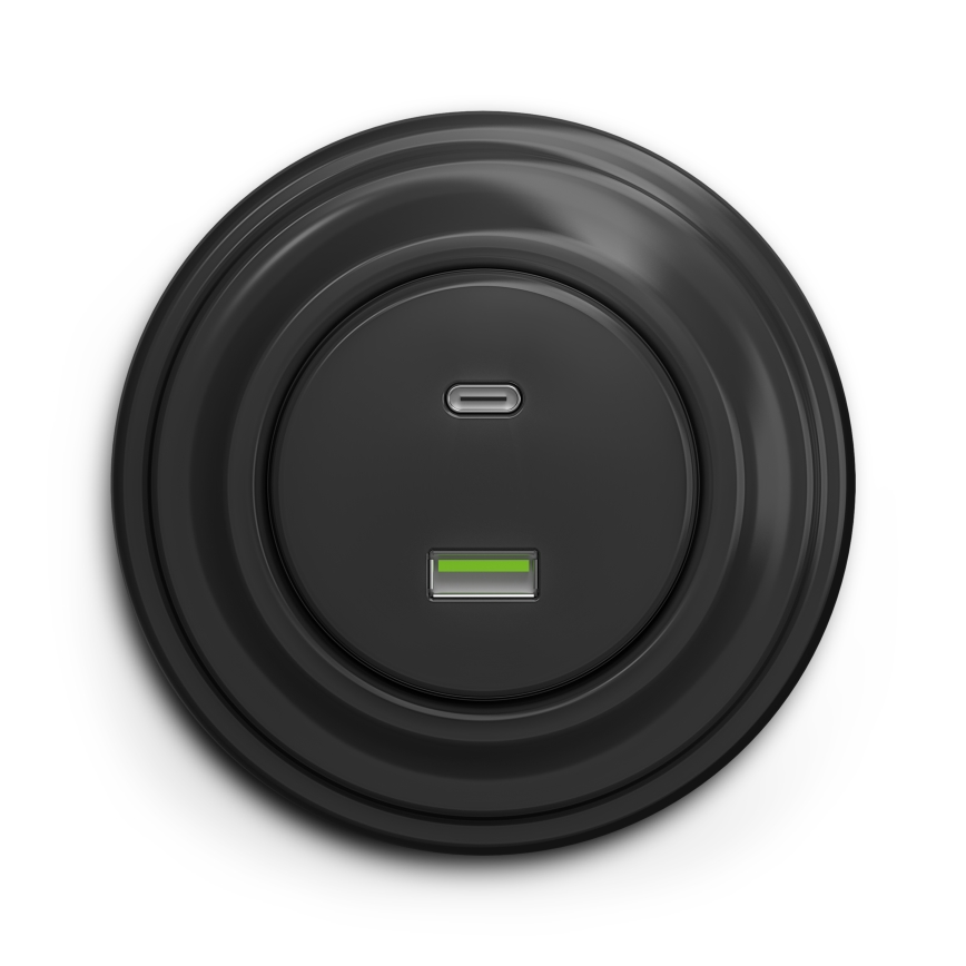 Kliklap - Vintage USB-uttag A+C antracit