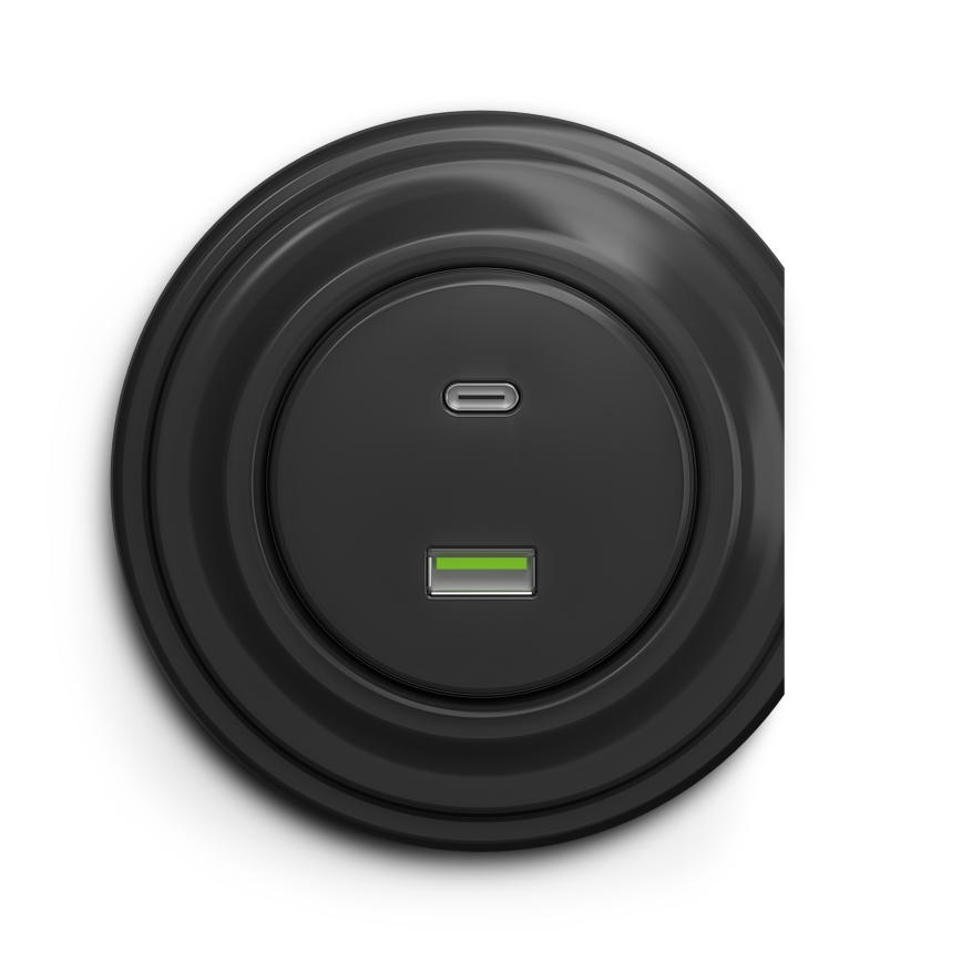 Kliklap - Vintage USB-uttag A+C antracit