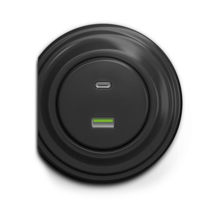 Kliklap - Vintage USB-uttag A+C antracit