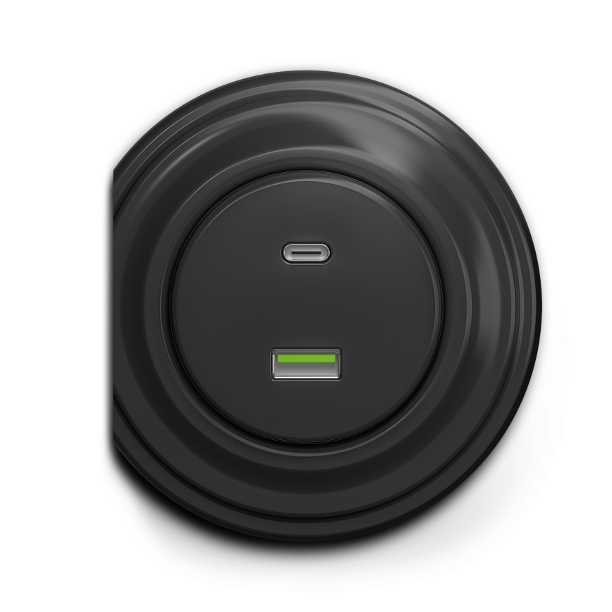 Kliklap - Vintage USB-uttag A+C antracit