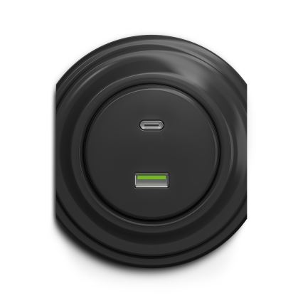 Kliklap - Vintage USB-uttag A+C antracit