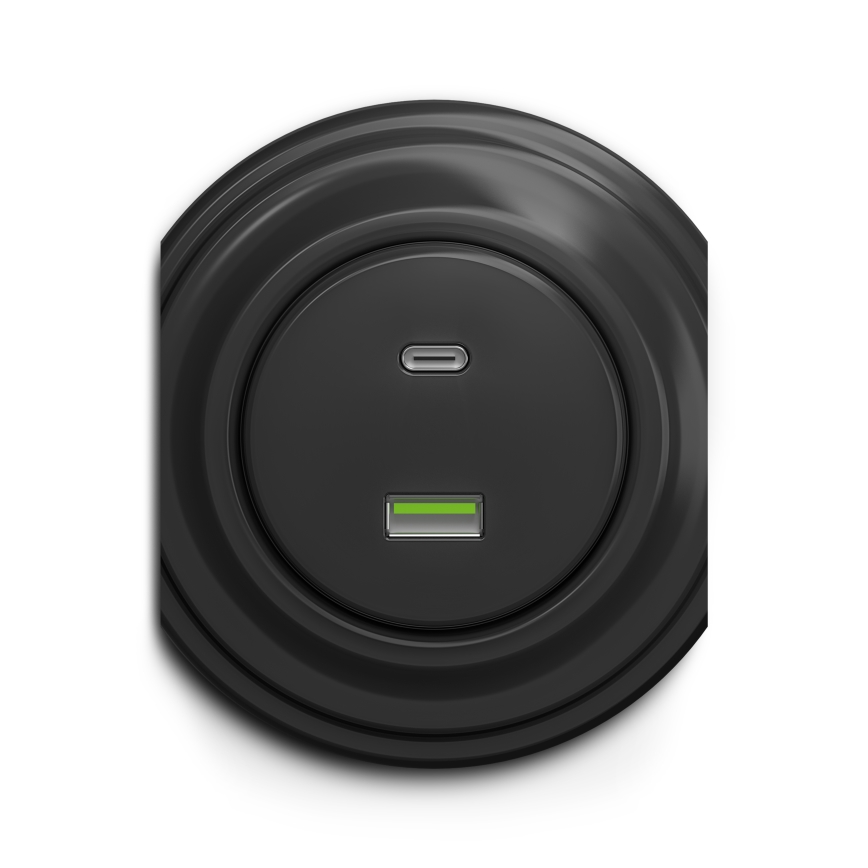 Kliklap - Vintage USB-uttag A+C antracit