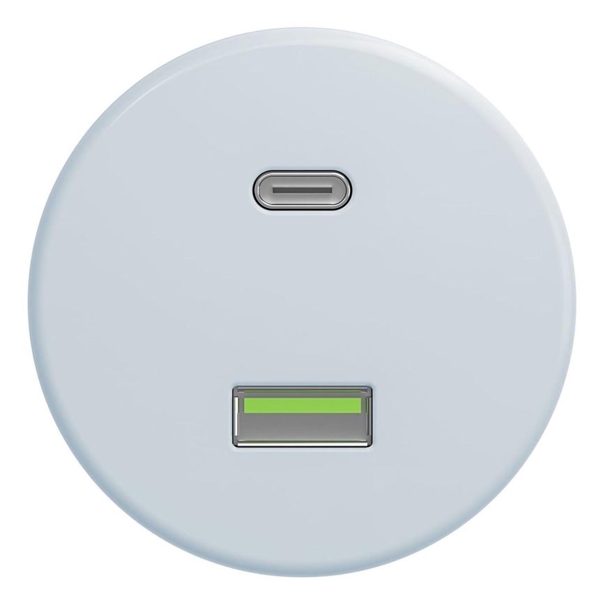 Kliklap - Vintage USB-uttag A+C blå