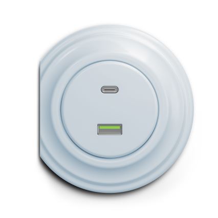 Kliklap - Vintage USB-uttag A+C blå